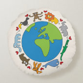 世界中の平和で可愛いアニメの動物 ラウンドクッション (裏面)