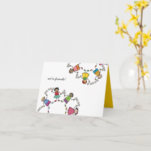 世界中の愛らしい子どもたちの友だち カード (黄色い花)