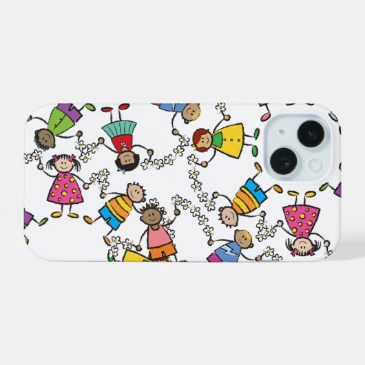 世界中の愛らしい子どもたちの友だち iPhone 15ケース (裏面横)