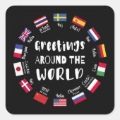 世界中の挨拶、すべての言語でこんにちは スクエアシール (正面)