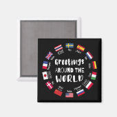 世界中の挨拶、すべての言語でこんにちは マグネット (正面/裏面)