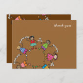 世界中の楽しい友達かわいいアニメ子供 ポストカード (正面/裏面)