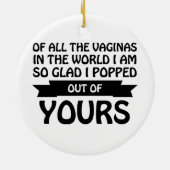 世界中の浮浪者の中から私は君の中から飛び出した セラミックオーナメント (裏面)