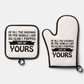 世界中の浮浪者の中から私は君の中から飛び出した 鍋つかみ&鍋敷きセット (正面)