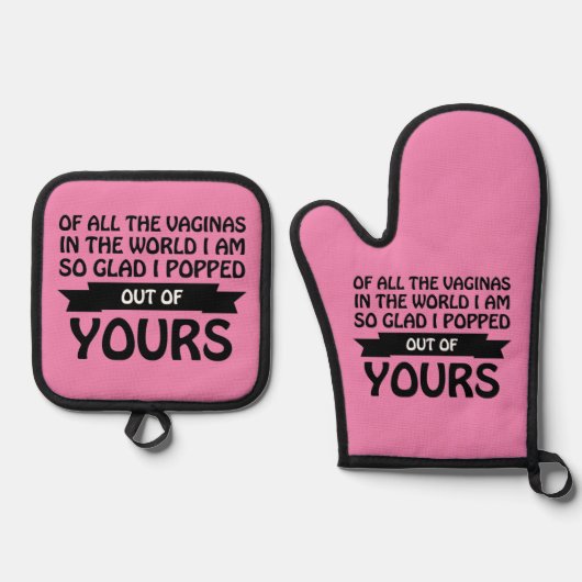 世界中の浮浪者の中から私は君の中から飛び出した 鍋つかみ&鍋敷きセット (正面)