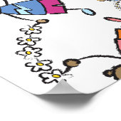 世界中の漫画的なかわいい幸せな子供たちの友達 ポスター (角)