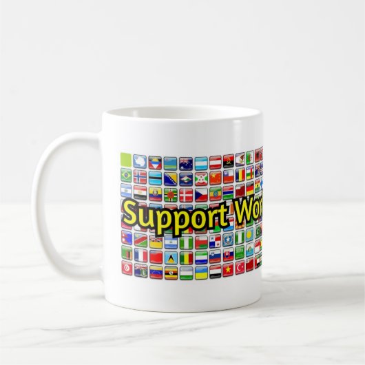 世界中の識字率をサポート コーヒーマグカップ (左)