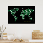 世界中の音楽、地図 ポスター (キッチン)