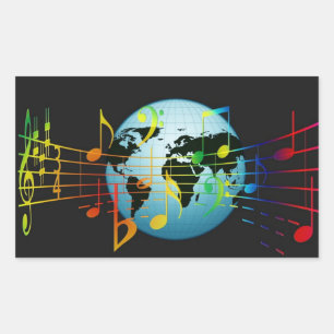 世界中の音楽 長方形シール