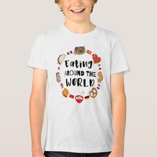 世界中の食べ物巡り トライブレンドTシャツ (正面)