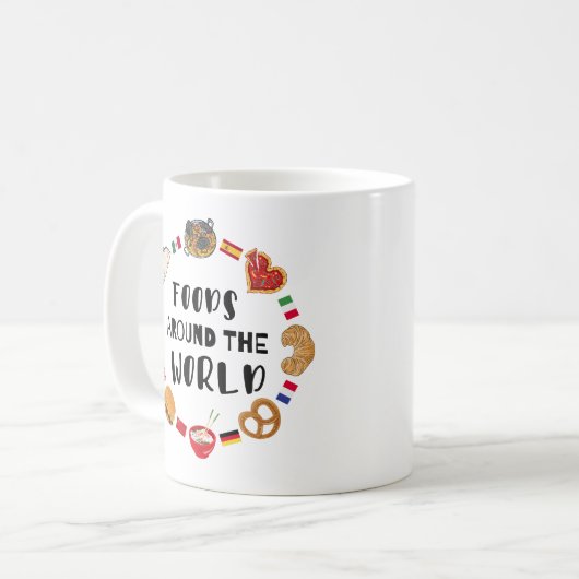 世界中の食べ物 コーヒーマグカップ (正面左)