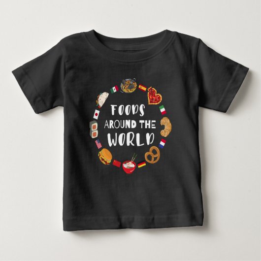 世界中の食べ物 ベビーTシャツ (正面)