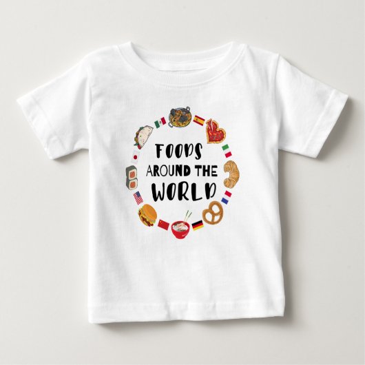 世界中の食べ物 ベビーTシャツ (正面)