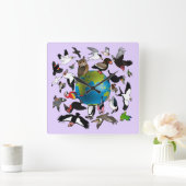 世界中のBirdorables スクエア壁時計 (ホーム)