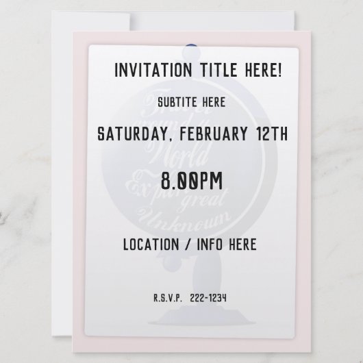 世界中を旅して未知の世界を探索素晴らし 招待状 (裏面)