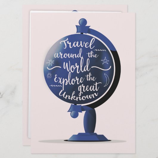 世界中を旅して未知の世界を探索素晴らし 招待状 (正面/裏面)