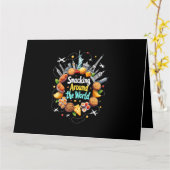 世界中を飛び回るファストフード旅行車 カード (黄色い花)