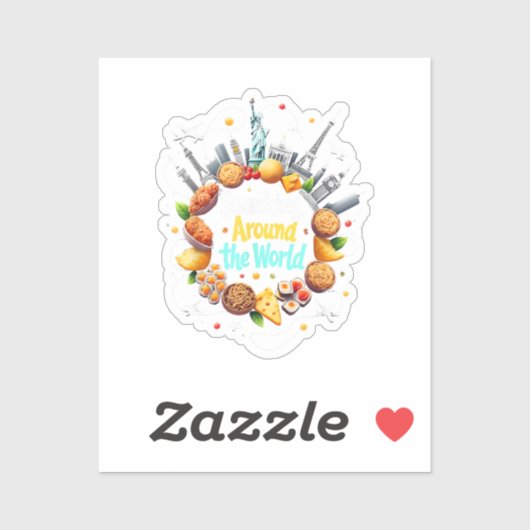 世界中を飛び回るファストフード旅行車 シール (シート)