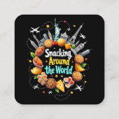 世界中を飛び回るファストフード旅行車 スクエア名刺 (裏面)