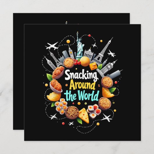 世界中を飛び回るファストフード旅行車 招待状 (正面/裏面)