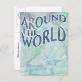 世界中: パスポートのページ インビテーションポストカード (正面/裏面)