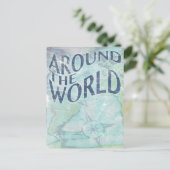 世界中: パスポートのページ インビテーションポストカード (スタンド正面)