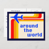 世界中: レトロ縞で飾ります インビテーションポストカード (正面/裏面)