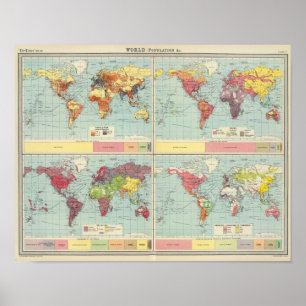 世界人口の地図 ポスター
