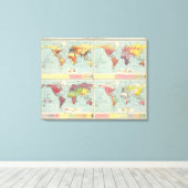 世界人口地図 キャンバスプリント (インサイチュ (ウッドフロア))