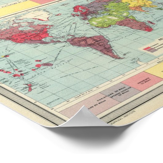 世界人口地図 ポスター (角)