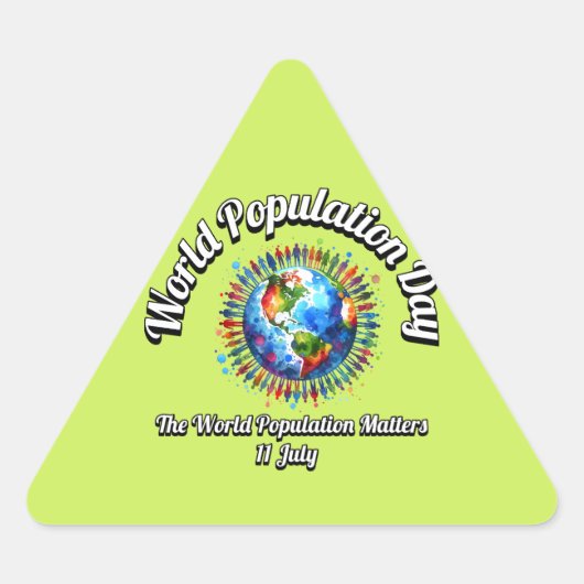 世界人口記念日。世界の人口は重要だ。 三角形シール (正面)