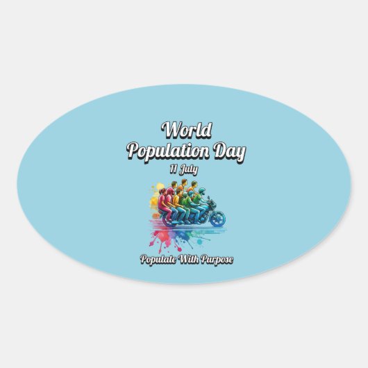 世界人口記念日。11 7月 楕円形シール (正面)