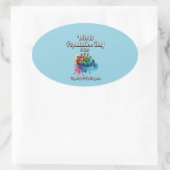 世界人口記念日。11 7月 楕円形シール (バッグ)