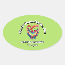 世界人道主義の日 – 思いやりを育てる 楕円形シール
