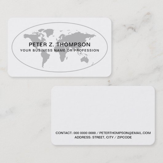 世界全体国際的のホワイト名刺 名刺 (正面/裏面)