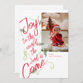 世界写真クリスマスカードへの喜び サンキューカード (正面/裏面)