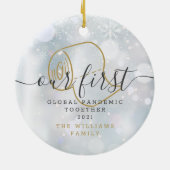 世界初のパンデミックホリデーおもしろい雪の降り セラミックオーナメント (裏面)