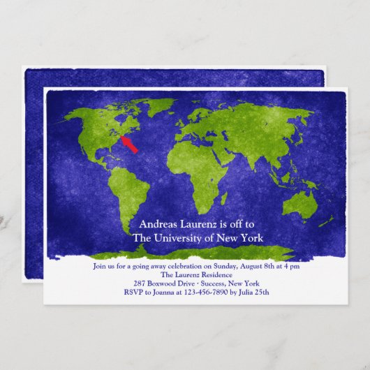 世界勉強の卒業/遠くにパーティー招待状 招待状 (正面/裏面)