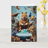 世界動物デー カード (黄色い花)