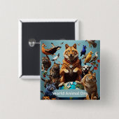 世界動物デー 缶バッジ (正面&裏面)