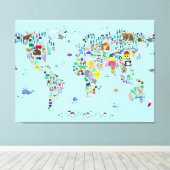 世界動物地図 キャンバスプリント (インサイチュ (ウッドフロア))