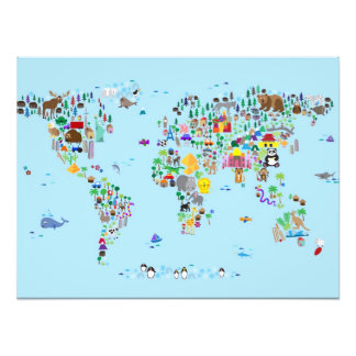 世界動物地図 フォトプリント