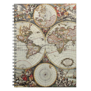 世界半球の古い地図。フレデリックによって作成 ノートブック