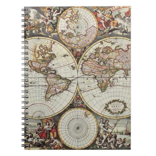 世界半球の古い地図。フレデリックによって作成 ノートブック (正面)