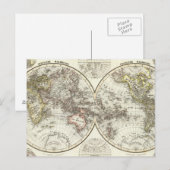 世界双半球地図 ポストカード (正面/裏面)