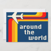 世界各地のレトロなストライプ 招待状 (正面)