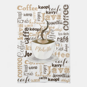 世界名の周りのコーヒー キッチンタオル