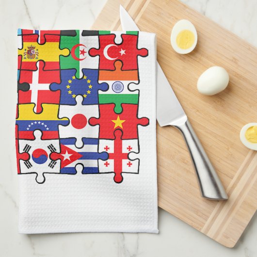世界国旗国際的 キッチンタオル (四つ折り)