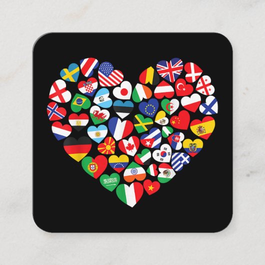 世界国旗国際的 スクエア名刺 (正面)