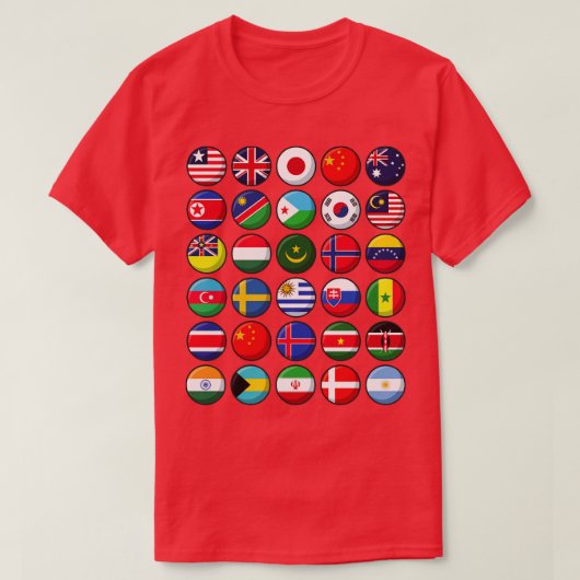 世界国際的30カ国の国旗 Tシャツ (デザイン正面)
